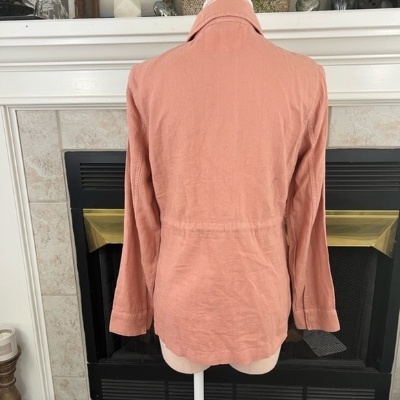 New Directions Dusty Apricot Pink Lightweight Linen  blend Jacket with 6 Pockets - Picture 11 of 16